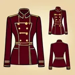 burgundy military dress jacket with gold piping image